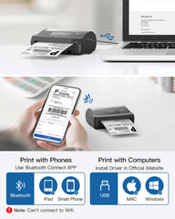 4x6 Bluetooth Thermal Label Printer for Shipping Packages Small Business A400