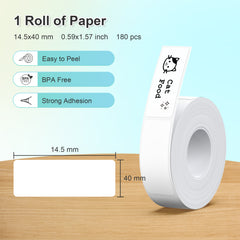 P21 Label Maker Tape,15x40mm (0.59"x1.57"),180 Labels/Roll,White