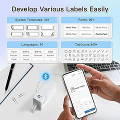 P31S Label Maker Machine with Tape, Portable Bluetooth Label Printer for Organizing Storage Office Home, Sticker Maker Mini Label Maker with Multiple Templates, White